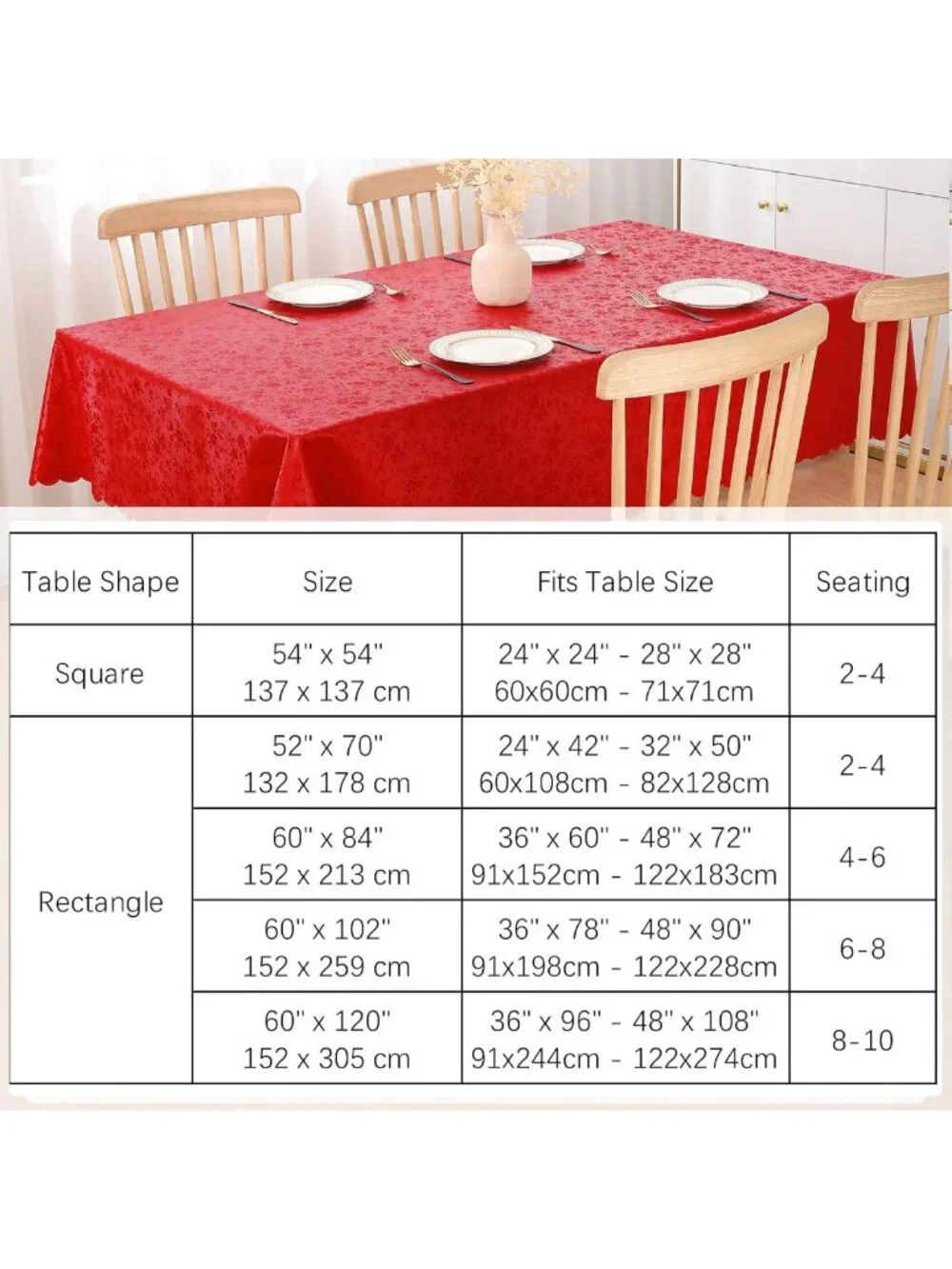 Waterproof Heavy Duty Vinyl Tablecloth, Rectangle 60x84 Inch, Durable & Easy
